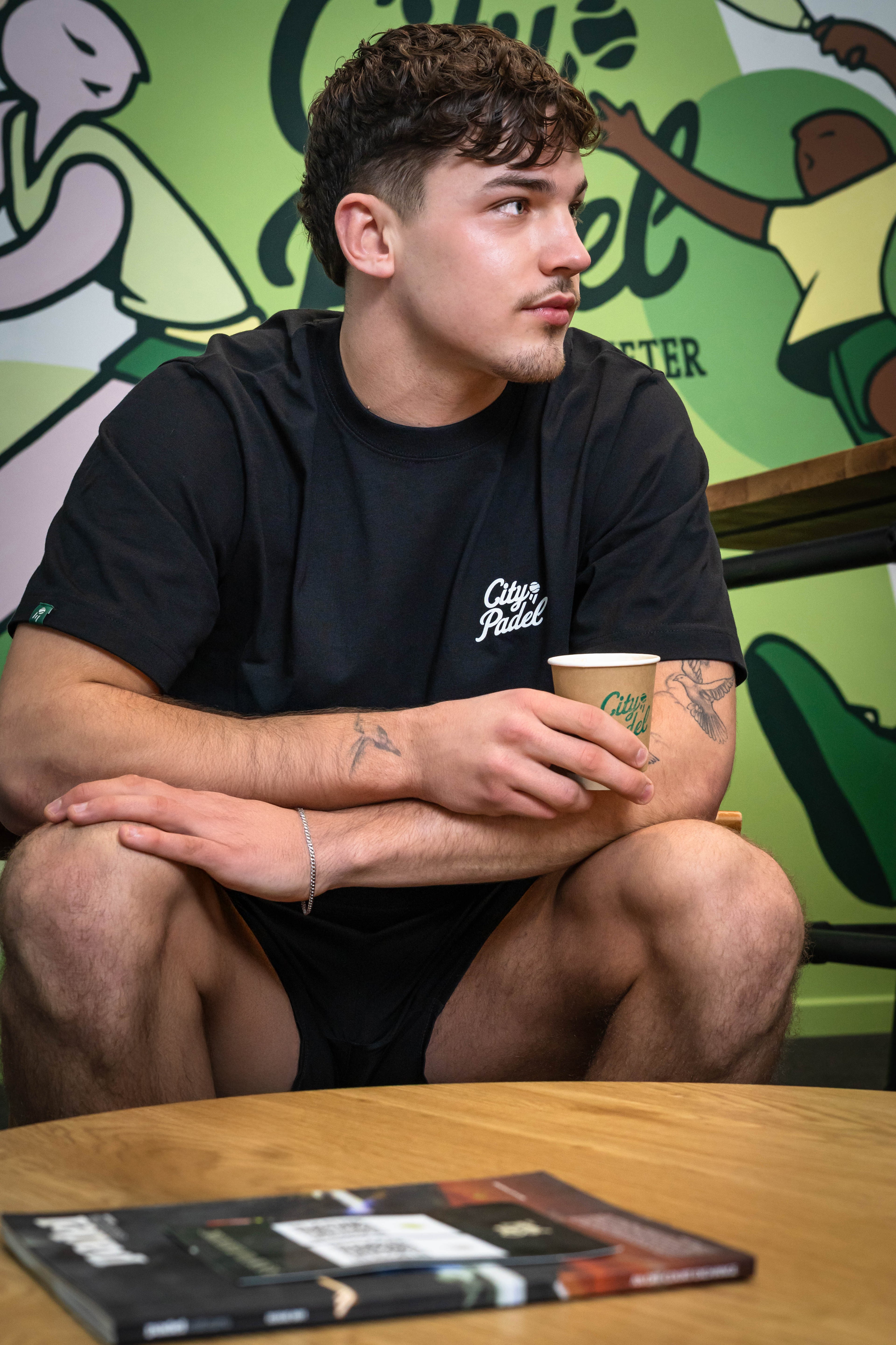 City Padel Line Art Tee - Black